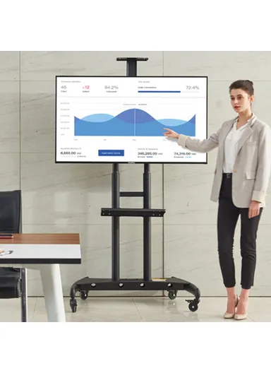 55-80" Free Lifting TV Stand, Mobile TV Cart with Camera AV Shelf, Max VESA  AVA1800-70-1P