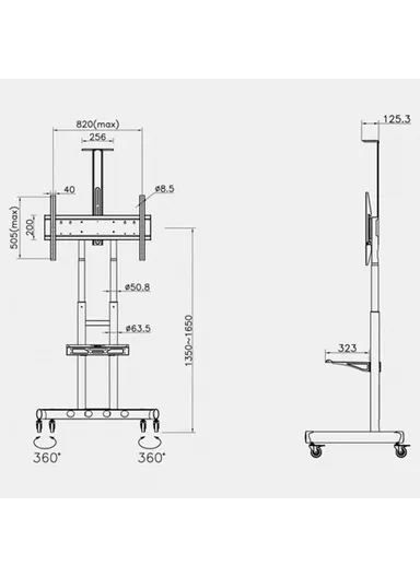 55-80" Free Lifting TV Stand, Mobile TV Cart with Camera AV Shelf, Max VESA  AVA1800-70-1P