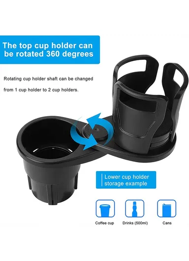 Cup Holder Tray Multifunction Vehicle Mounted Water Cup Drink Holder Rotating Adjustable Phone Holder Organizer - Large