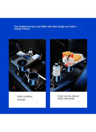 Cup Holder Tray Multifunction Vehicle Mounted Water Cup Drink Holder Rotating Adjustable Phone Holder Organizer - Large