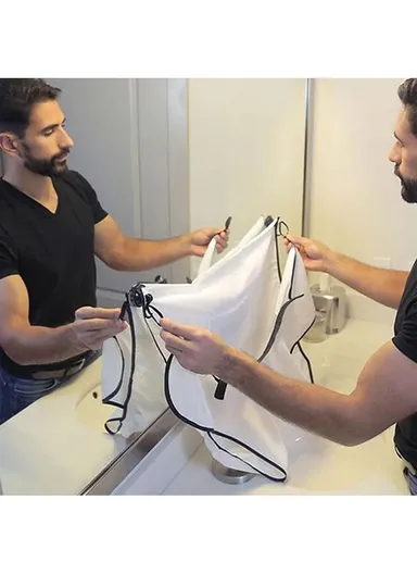 Waterproof Men Beard Shaving Apron Bib - White 