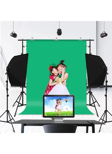 2x2m Photo Studio Background Support Stand Kit with Crossbar &amp; Red, Blue, Green Backdrops