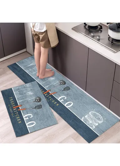 2Pcs/Set Non-slip Kitchen Floor Mat Cushioned Comfort Standing Pad Anti-fatigue Kitchen Runner Rug QYSC-281