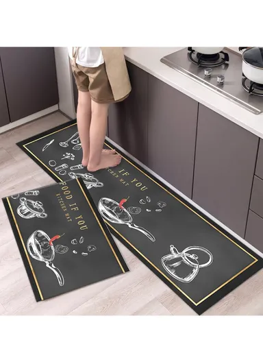 2Pcs Set Non-slip Kitchen Floor Mat Cushioned Comfort Standing Pad Anti-fatigue Kitchen Runner Rug- QYSC-282