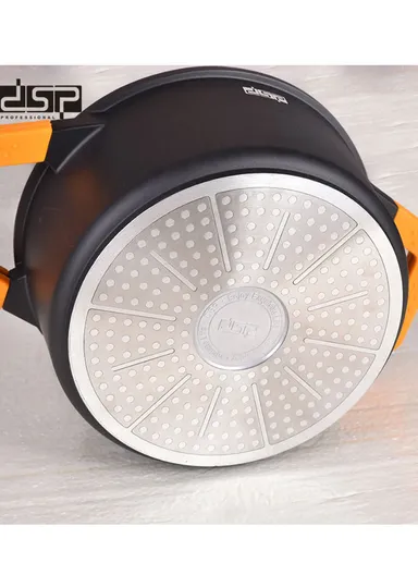 7Pcs 18/20/24cm Non-Stick Coating Casserole Cookware Set &amp; 24cm FryPan With 3 Glass Lids Suitable For All Electric Stove CA002-S02-Black