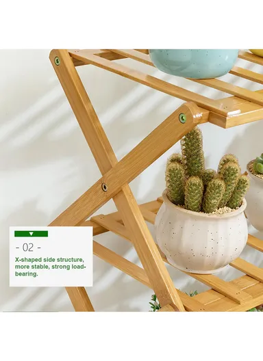 6-Layer 100cm Plant Stand Multiple Bamboo Flowerpot Holder Rack (W100 x D25 x H100)cm