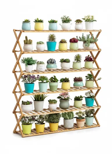6-Layer 100cm Plant Stand Multiple Bamboo Flowerpot Holder Rack (W100 x D25 x H100)cm
