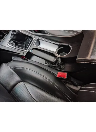 PU Universal Car Seat Gap Filler for Seat Stop Drop in Car (L43 x W6 x T4)cm - White