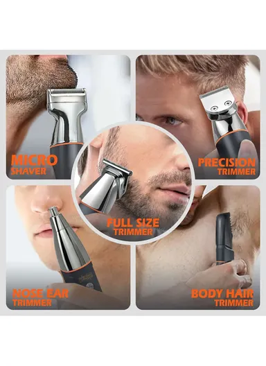 5W 600mAh 5-In-1 Rechargeable Lithium Battery IPX6 Stainless Steel Grooming Set For Body Face Nose &amp; Ear With Built-In LED Display 90642