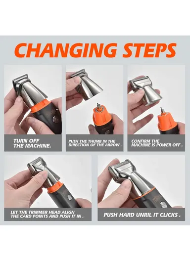 5W 600mAh 5-In-1 Rechargeable Lithium Battery IPX6 Stainless Steel Grooming Set For Body Face Nose &amp; Ear With Built-In LED Display 90642