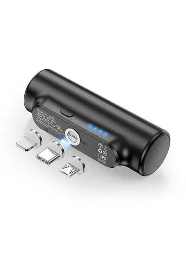 3-in-1 3000mAh Ultra-compact Magnetic Power Bank Portable Wireless Charger External Battery Pack KL-YD26 (W6 x D15 x H2)cm- Black 