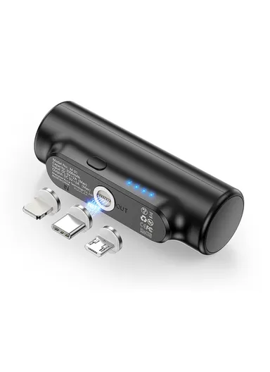 3-in-1 3000mAh Ultra-compact Magnetic Power Bank Portable Wireless Charger External Battery Pack KL-YD26 (W6 x D15 x H2)cm- Black 