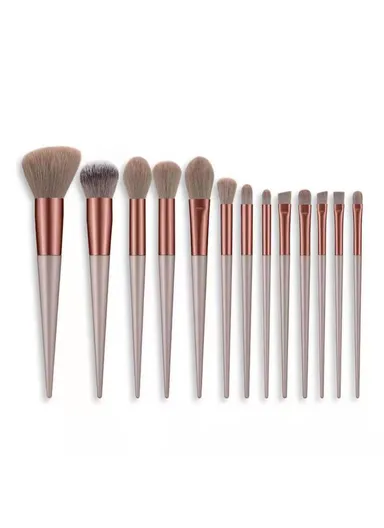 13 Pcs Makeup Brush Set Premium Bristles Powder Foundation Blush Contour Concealers Eyeshadow - Coffee