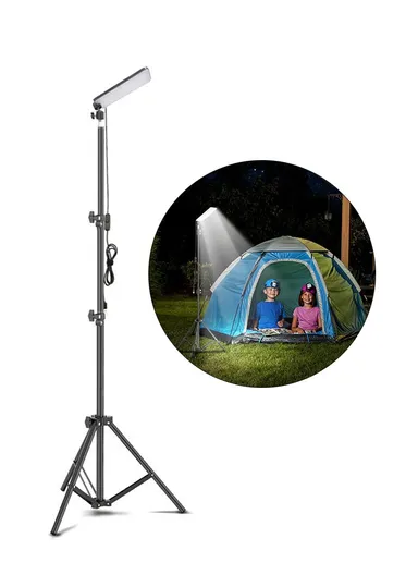 5V 6500-7000K Portable LED Camping Light with Telescopic Tripod Stand, Super Bright Outdoor Work Lamp (L7.5 x W7.5 x H59 )cm