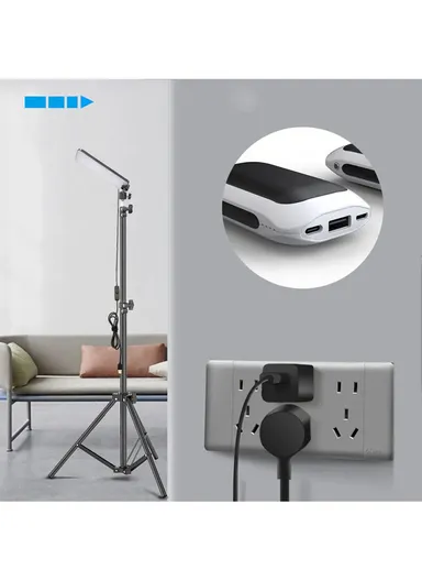 5V 6500-7000K Portable LED Camping Light with Telescopic Tripod Stand, Super Bright Outdoor Work Lamp (L7.5 x W7.5 x H59 )cm