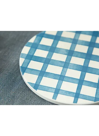 Art Pop Plaid Ceramic Trivet 16 Cm - Blue
