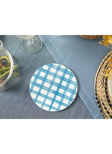 Art Pop Plaid Ceramic Trivet 16 Cm - Blue