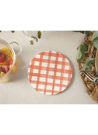Art Pop Plaid Ceramic Trivet 16 Cm - Orange