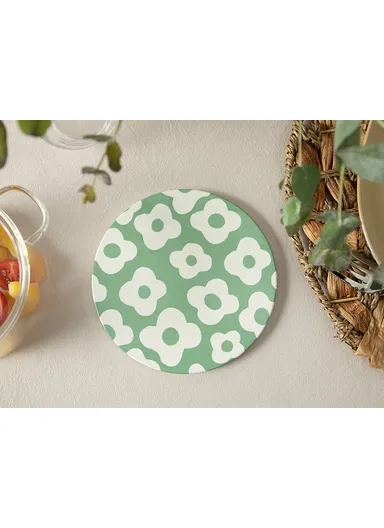 Flower Party Ceramic Trivet 16 Cm - Green