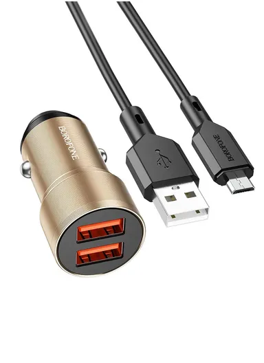 12W Aluminum Alloy In-Car Charger With Micro USB Cable BZ19