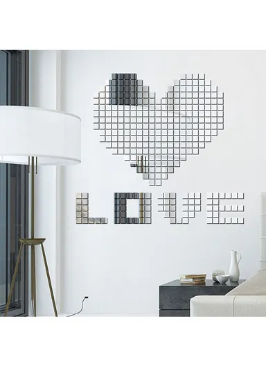 100 Pcs DIY Acrylic Square Mirror Wall Stickers JM002