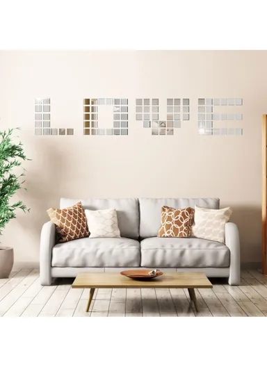 100 Pcs DIY Acrylic Square Mirror Wall Stickers JM002