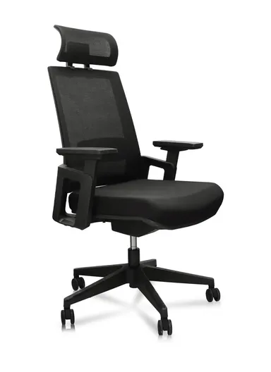 360° Rotation Office Chair Ergonomic Mesh With Height &amp; Head Rest Adjustment A901 (L62.5 x W65 x H118.5)cm