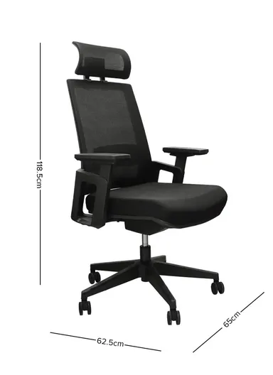 360° Rotation Office Chair Ergonomic Mesh With Height &amp; Head Rest Adjustment A901 (L62.5 x W65 x H118.5)cm