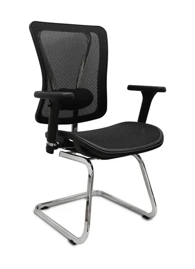 Stainless Steel Base Adjustable Lumbar Support Office Chair With Armrests &amp; Gas Lift ( L61 x W67.5 x H105)cm