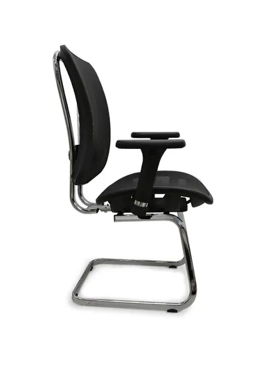 Stainless Steel Base Adjustable Lumbar Support Office Chair With Armrests &amp; Gas Lift ( L61 x W67.5 x H105)cm