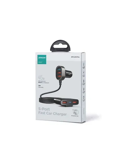 1.5m 45W 5-Port Fast Car Charger With Cable JR-CL03 Pro