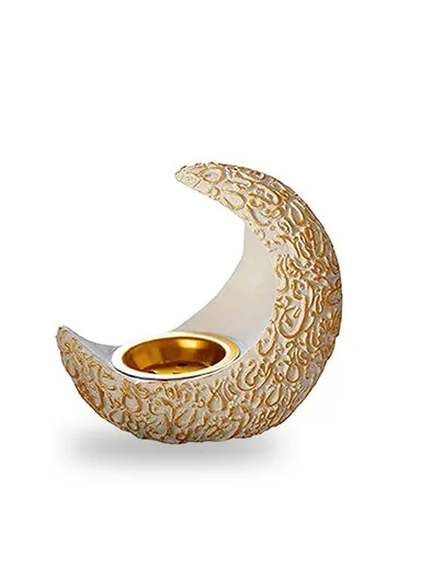 Resin Crescent Moon Incense Burner Desktop Holder Diffuser For Home Decor (L10.5 x W5.6 x H10)cm - White