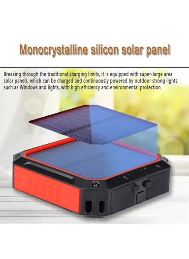 10000mAh Portable Solar Power Bank With LED Light (L17.2 x W8.7 x H2.8)cm