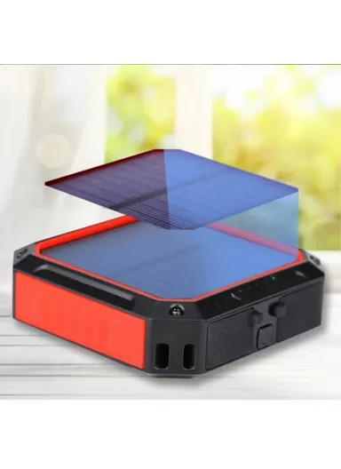 10000mAh Portable Solar Power Bank With LED Light (L17.2 x W8.7 x H2.8)cm