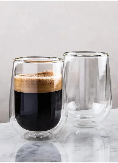 220ml Drinking Double Glass Cup