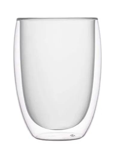 330ml Yellow Drinking Double Glass Cup