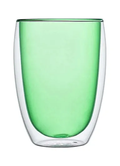 330ml Yellow Drinking Double Glass Cup