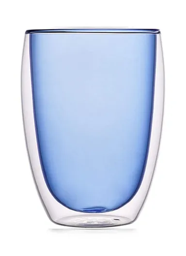 330ml Yellow Drinking Double Glass Cup