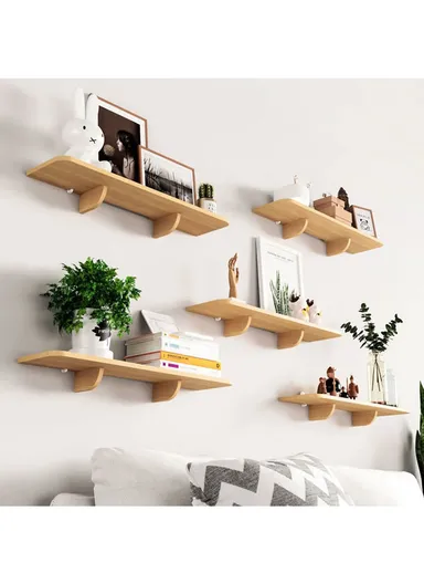 15x90cm Wood Storage Rack Wall Mounted Wood Display Shelf Holder For Kitchen Office Home Bathroom Decor