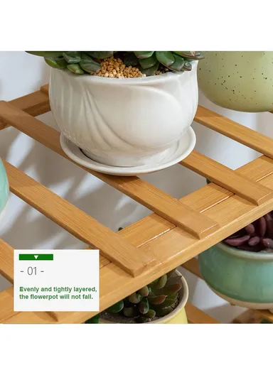 3-Layer 50cm Bamboo Plant Stand Multiple Flowerpot Holder Rack Planter Display Shelf -Brown