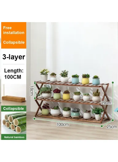 3 Layer 100cm Multiple Flower Pot Stand - Brown
