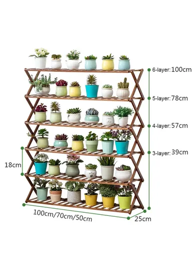 3 Layer 100cm Multiple Flower Pot Stand - Brown