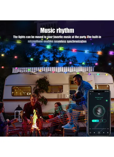 150mAh iDeal LED Smart String Lights APP Control Voice-Activated JY-010 - Black