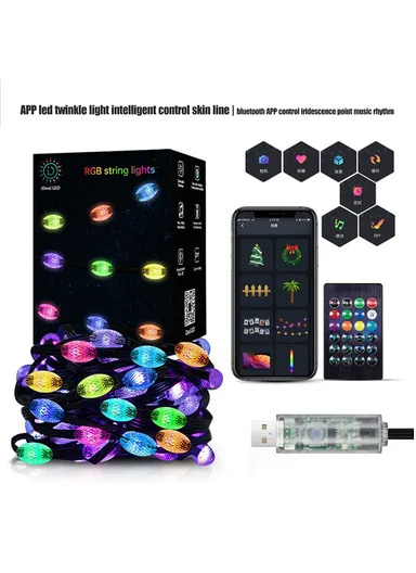 150mAh iDeal LED Smart String Lights APP Control Voice-Activated JY-010 - Black
