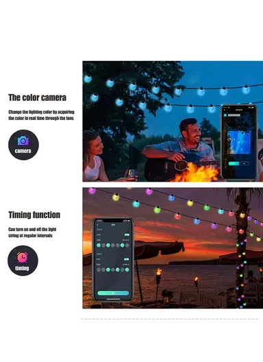 Smart String Lights Waterproof APP Control Globe Fairy JY-006 - Black