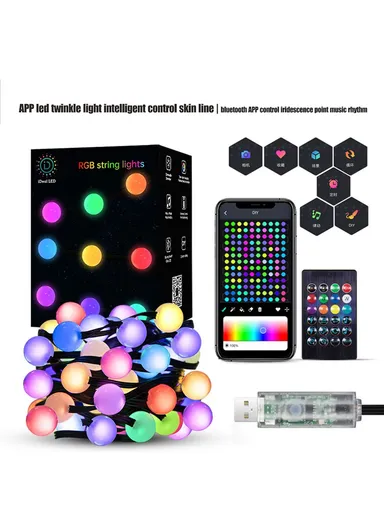 Smart String Lights Waterproof APP Control Globe Fairy JY-006 - Black