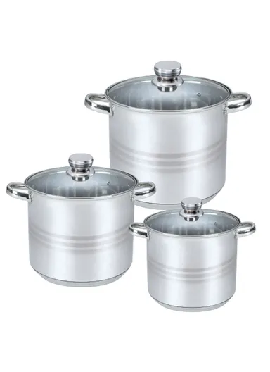 Zilan Stainless Steel 6Pcs Set 20+22+24cm Glass LID Induction
