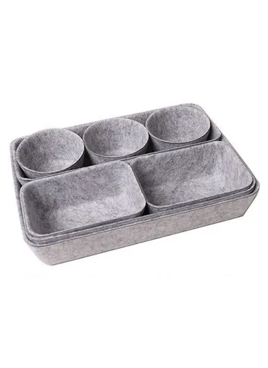 8 Pcs Drawer Organizers Separators Storage Box For Home Bedroom Living Room Office - Light Grey