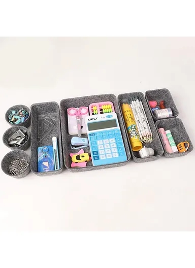8 Pcs Drawer Organizers Separators Storage Box For Home Bedroom Living Room Office - Light Grey
