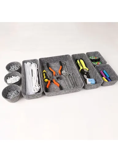 8 Pcs Drawer Organizers Separators Storage Box For Home Bedroom Living Room Office - Light Grey